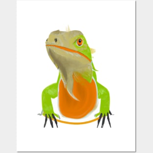 Cute Iguana Drawing Posters and Art